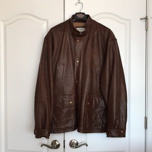 Orvis Man's Leather Brown Jacket size XXL